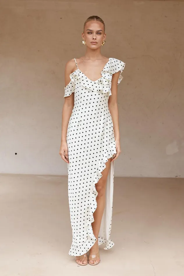 Women Maxi Dresses Runaway The Label KARLITA MAXI DRESS White Polka