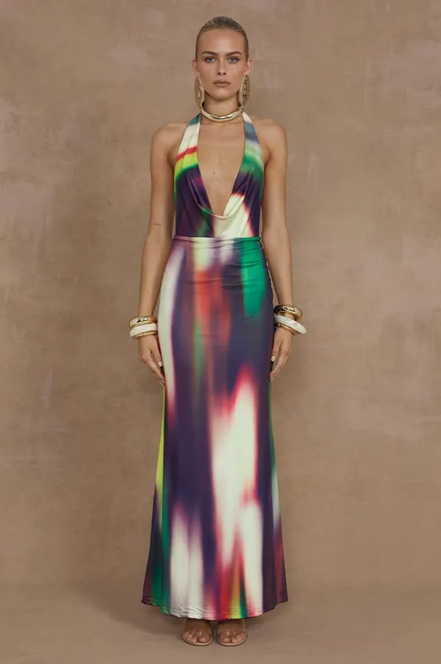 Women Maxi Dresses Runaway The Label LORITA MAXI DRESS Cyprus Print