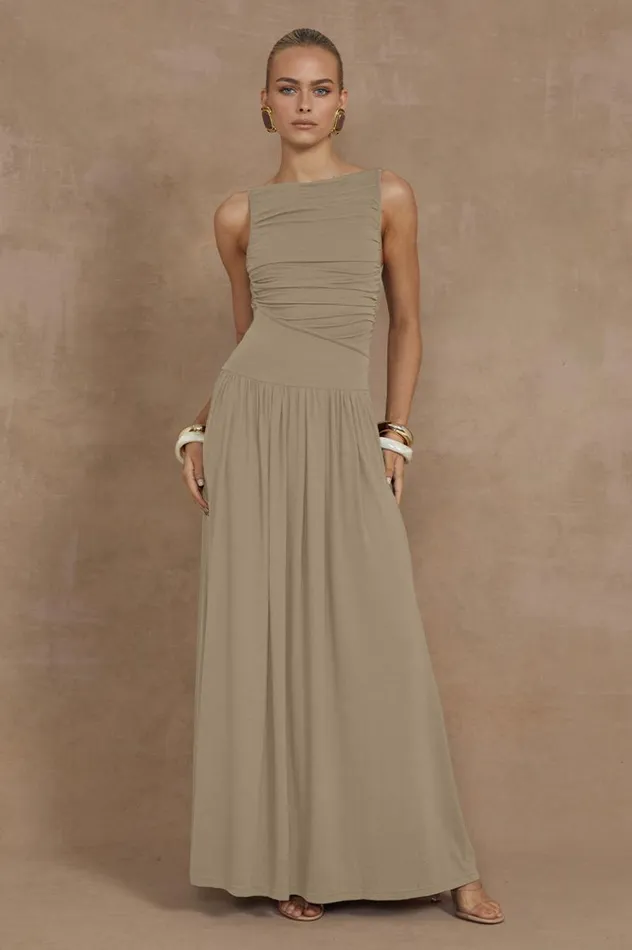 Women Maxi Dresses Runaway The Label NALLA MAXI DRESS Sand