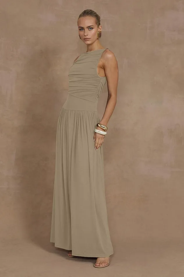 Women Maxi Dresses Runaway The Label NALLA MAXI DRESS Sand