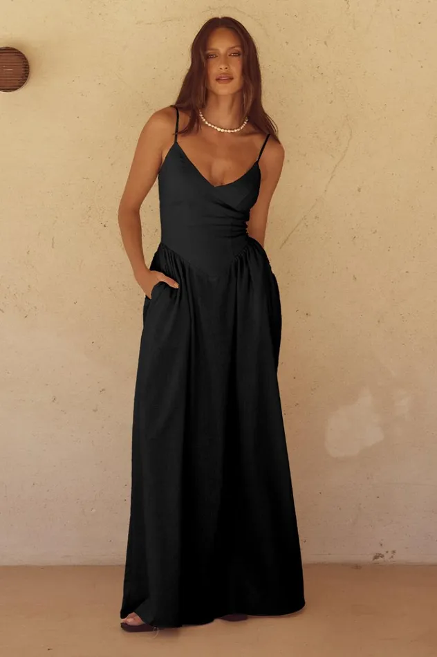 Women Maxi Dresses Runaway The Label ZEPHY MAXI DRESS Black