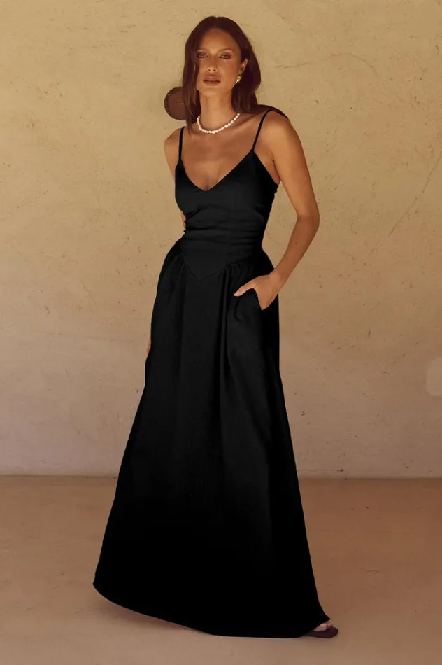 Women Maxi Dresses Runaway The Label ZEPHY MAXI DRESS Black