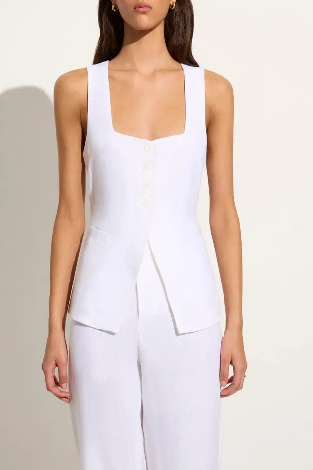 Women Maya Vest White Faithfull The Brand Tops