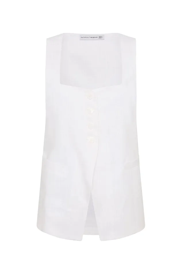 Women Maya Vest White Faithfull The Brand Tops Women Maya Vest White Faithfull The Brand Tops