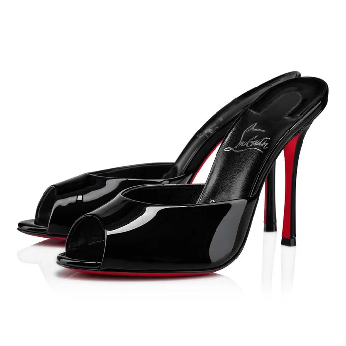 Women Me Dolly 100 Mm Mules 8211 Patent Calf 8211 Black Blacklin Black Christian Louboutin Sandals and Slides