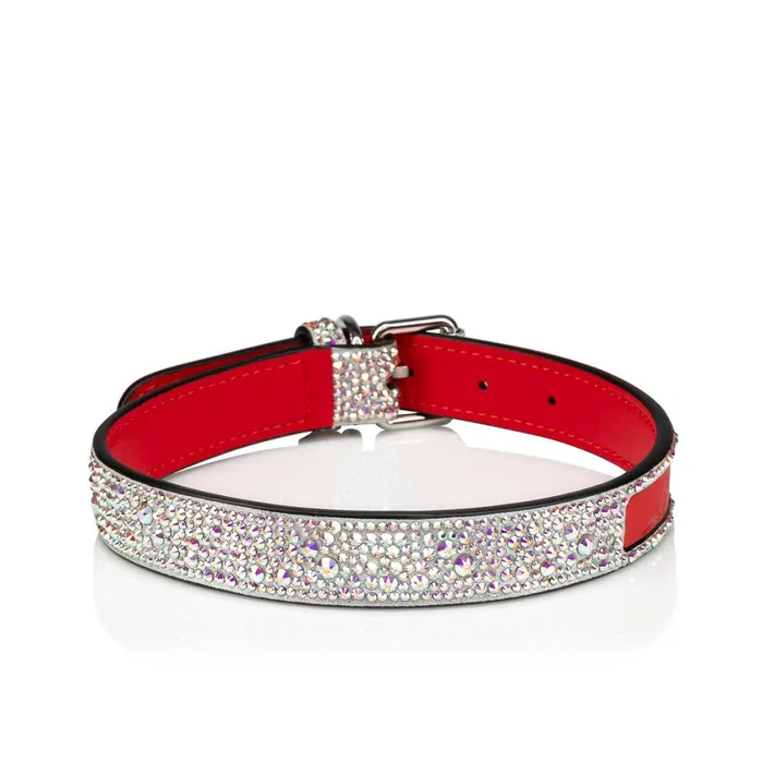 WomenMen Loubicollar M Pet Collar 8211 Metallic Suede Strass And Rubber 8211 Silver Silver Christian Louboutin Pet Accessories WomenMen Loubicollar M Pet Collar 8211 Metallic Suede Strass And Rubber 8211 Silver Silver Christian Louboutin Pet Accessories