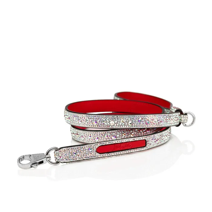 WomenMen Loubileash S Pet Leash 8211 Metallic Suede Strass And Rubber 8211 Silver Silver Christian Louboutin Pet Accessories WomenMen Loubileash S Pet Leash 8211 Metallic Suede Strass And Rubber 8211 Silver Silver Christian Louboutin Pet Accessories
