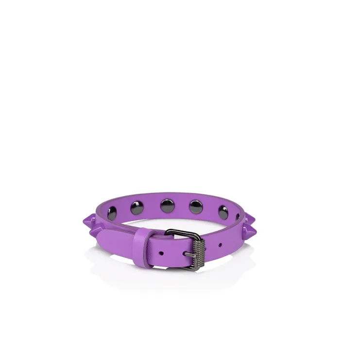 WomenMen Loubilink Bracelet 8211 Calf Leather And Spikes 8211 Frou Frou Purple Christian Louboutin Bracelets