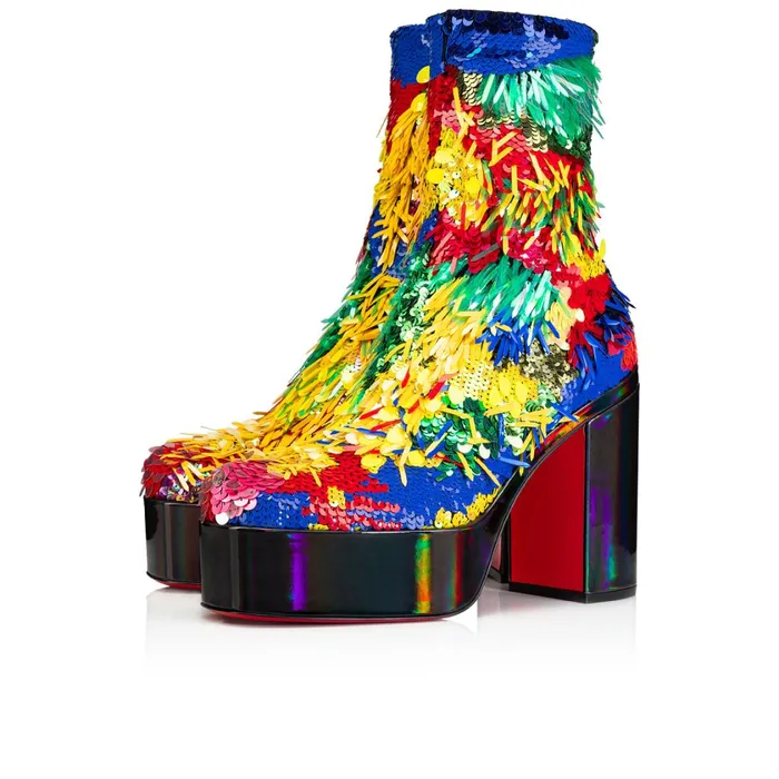 WomenMen Stage O Rioca 120 Mm Boots 8211 Embroidered Fabric And Patent Calf Psychic 8211 Multicolor Multiblack Christian Louboutin Ankle Boots WomenMen Stage O Rioca 120 Mm Boots 8211 Embroidered Fabric And Patent Calf Psychic 8211 Multicolor Multiblack Christian Louboutin Ankle Boots