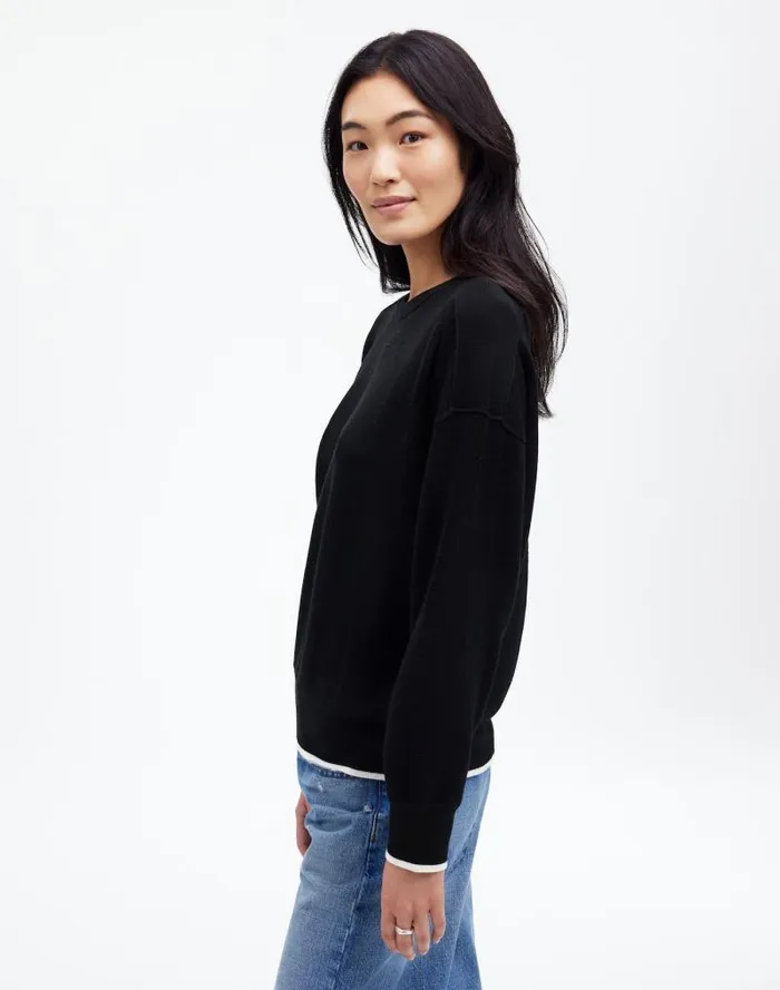 Women Merino Wool Pullover Sweater True Black Combo Madewell Sweaters