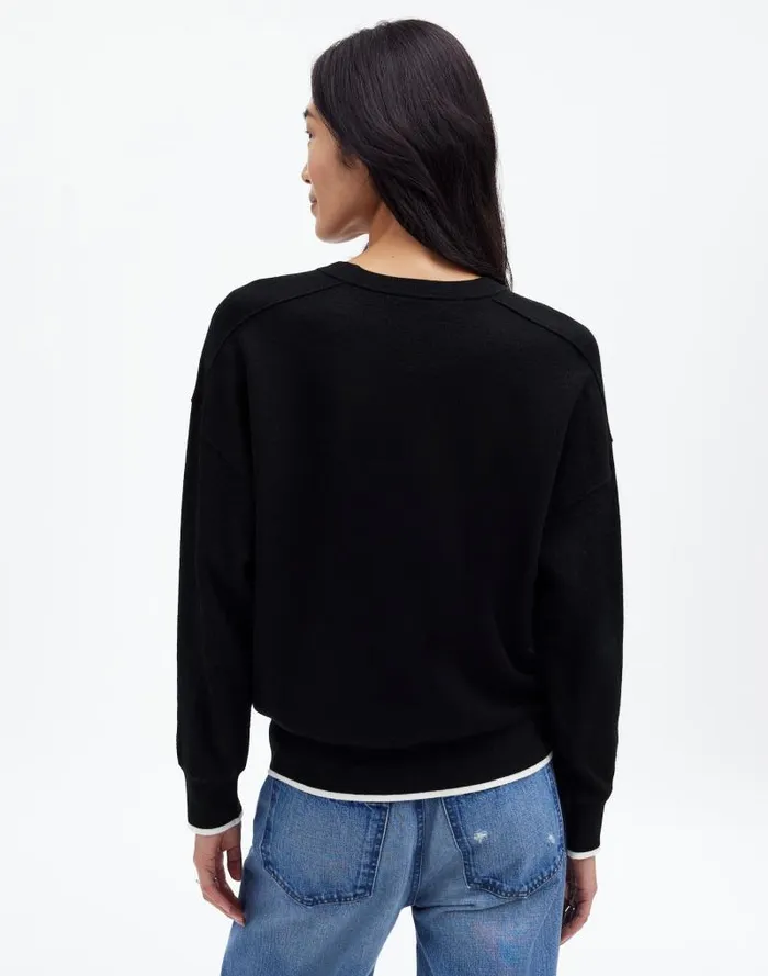 Women Merino Wool Pullover Sweater True Black Combo Madewell Sweaters