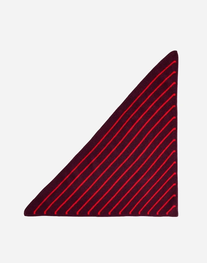 Women Merino Wool WaffleKnit Bandana Bright Cherry Stripe Madewell Scarves