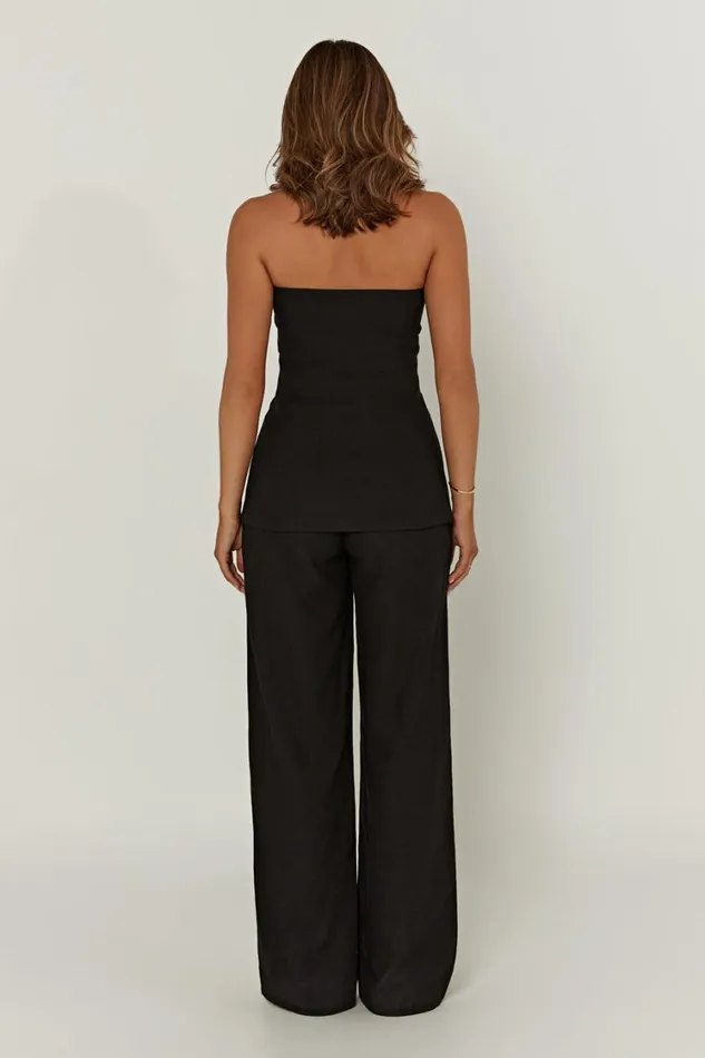 Women Meshki Bottoms Adina Linen Pant 8211 Black