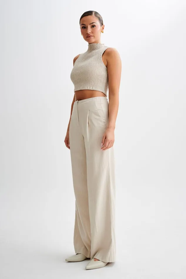 Women Meshki Bottoms Adrina Straight Leg Linen Pant 8211 Natural