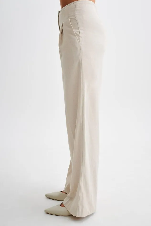 Women Meshki Bottoms Adrina Straight Leg Linen Pant 8211 Natural