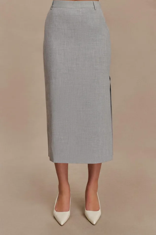 Women Meshki Bottoms Ambrose Midi Skirt 8211 Charcoal Marle