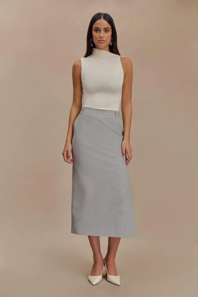 Women Meshki Bottoms Ambrose Midi Skirt 8211 Charcoal Marle