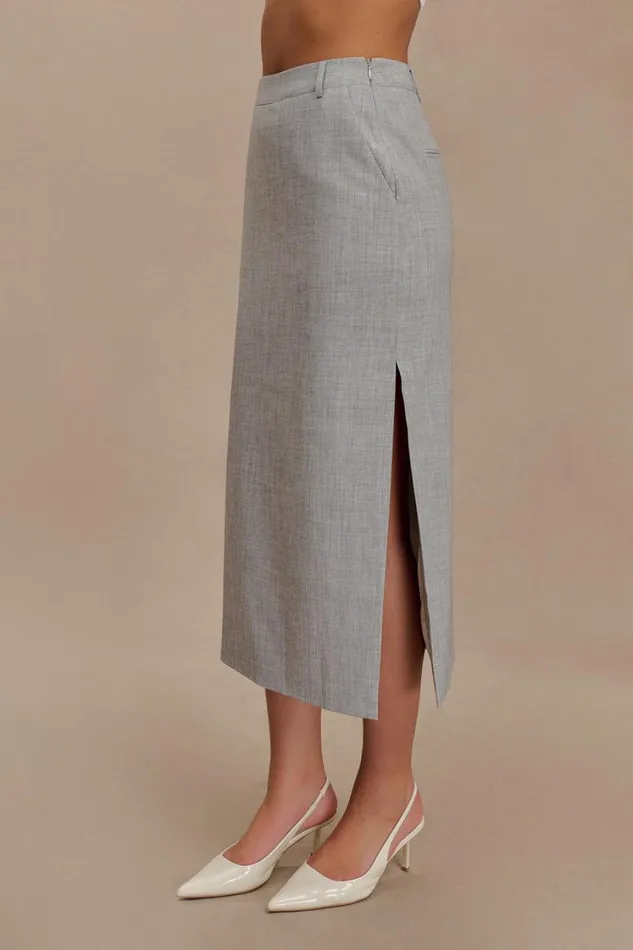 Women Meshki Bottoms Ambrose Midi Skirt 8211 Charcoal Marle