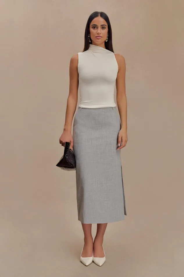Women Meshki Bottoms Ambrose Midi Skirt 8211 Charcoal Marle