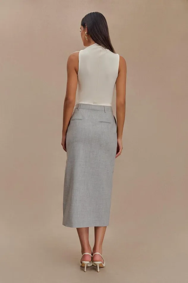 Women Meshki Bottoms Ambrose Midi Skirt 8211 Charcoal Marle