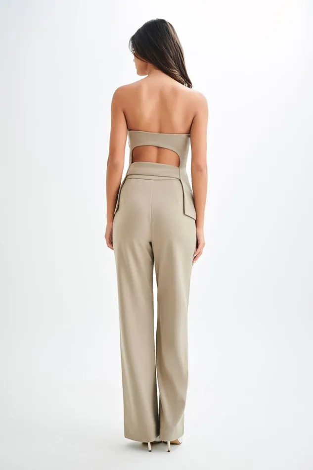 Women Meshki Bottoms Antonia Pleated Wide Leg Pants 8211 Mushroom
