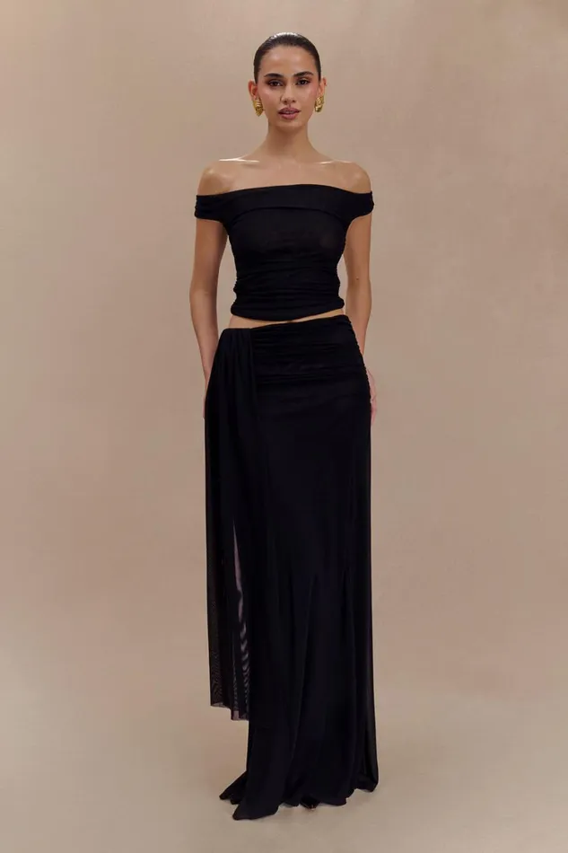 Women Meshki Bottoms Arna Mesh Maxi Skirt 8211 Black