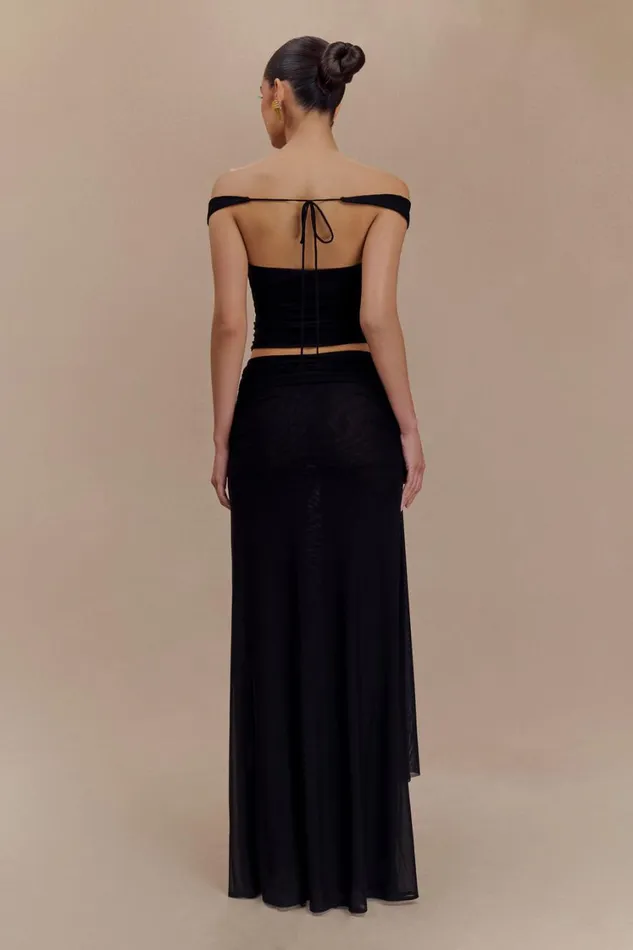 Women Meshki Bottoms Arna Mesh Maxi Skirt 8211 Black