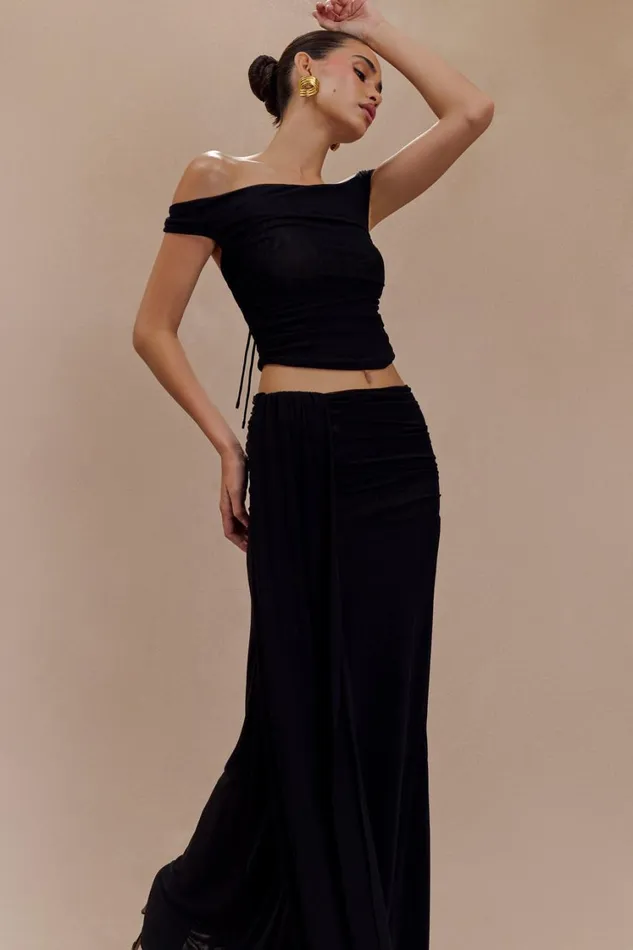 Women Meshki Bottoms Arna Mesh Maxi Skirt 8211 Black