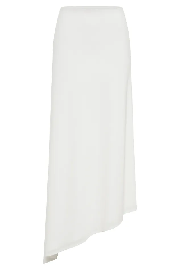 Women Meshki Bottoms Bea Asymmetrical Slinky Maxi Skirt 8211 White