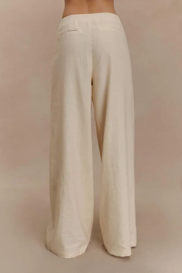 Women Meshki Bottoms Brandi Linen Straight Leg Pant 8211 Wheat Marle