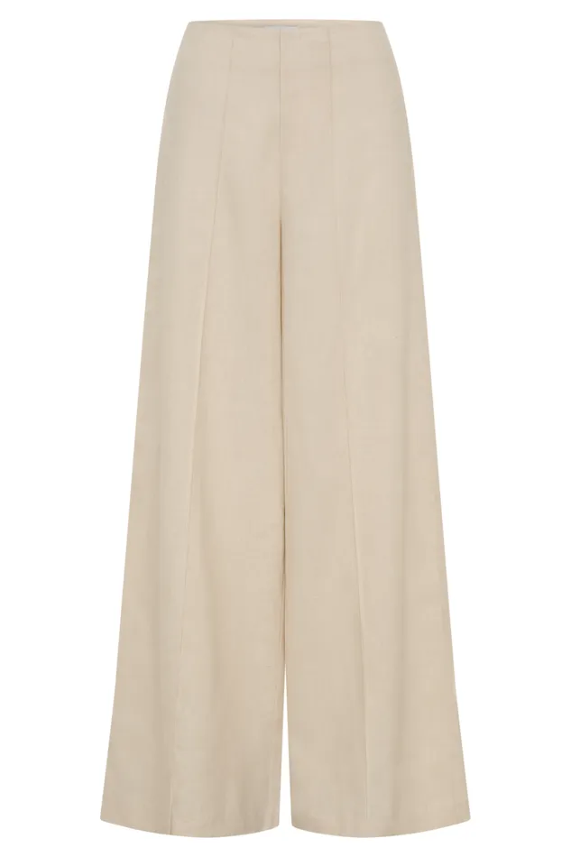 Women Meshki Bottoms Brandi Linen Straight Leg Pant 8211 Wheat Marle