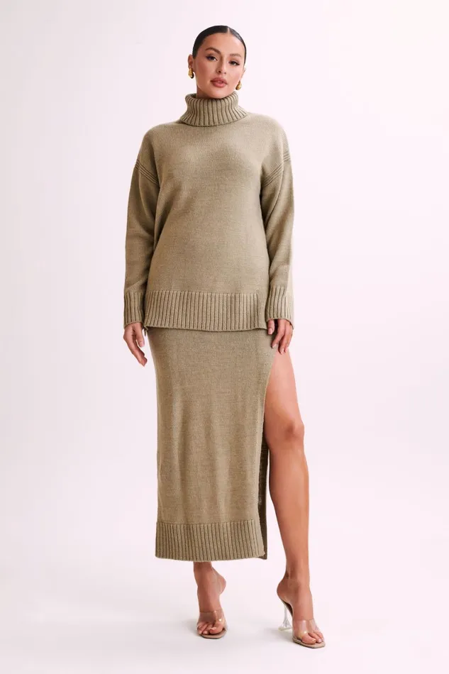 Women Meshki Bottoms Brittany Knit Midi Skirt 8211 Taupe