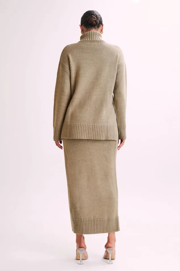 Women Meshki Bottoms Brittany Knit Midi Skirt 8211 Taupe