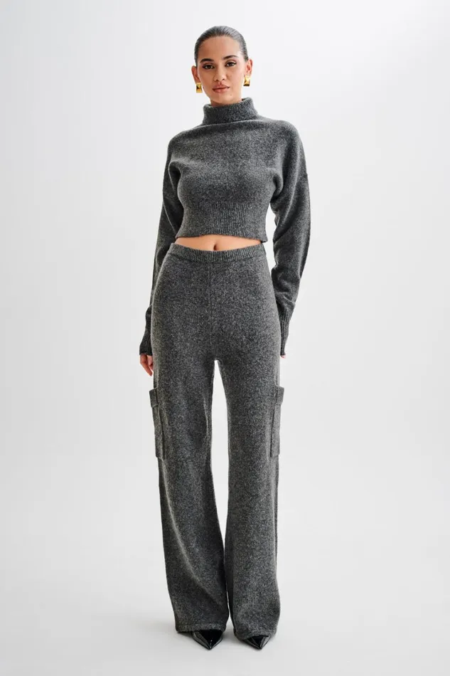 Women Meshki Bottoms Darius Knit Pants With Pockets 8211 Charcoal Marle