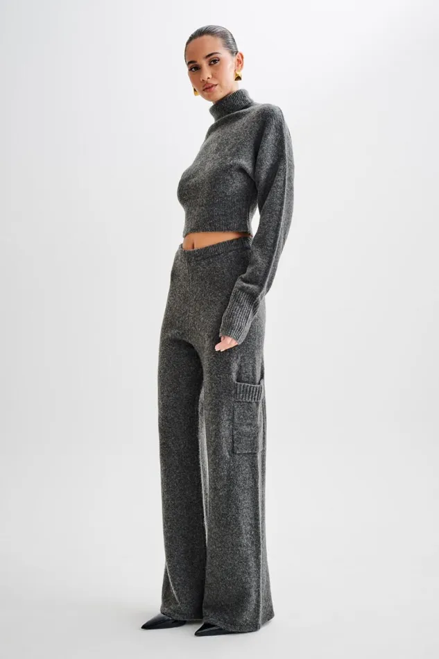 Women Meshki Bottoms Darius Knit Pants With Pockets 8211 Charcoal Marle