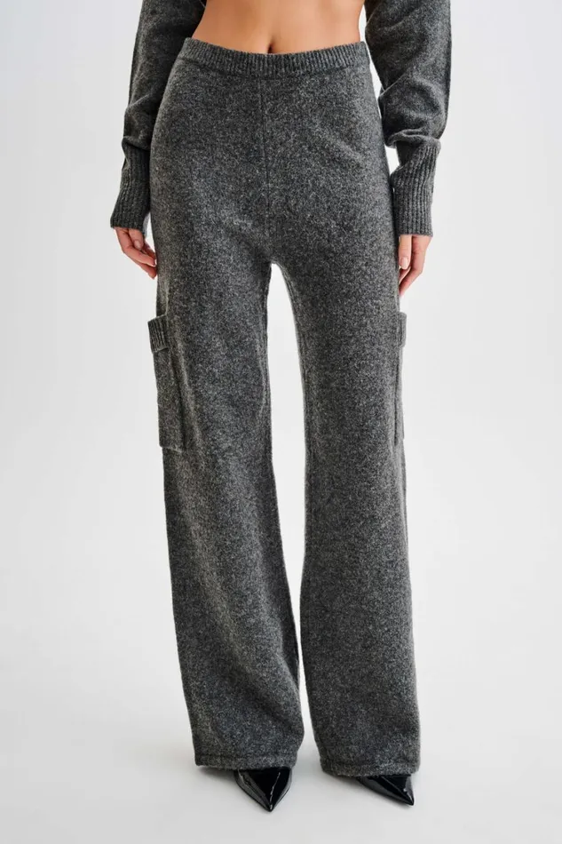 Women Meshki Bottoms Darius Knit Pants With Pockets 8211 Charcoal Marle