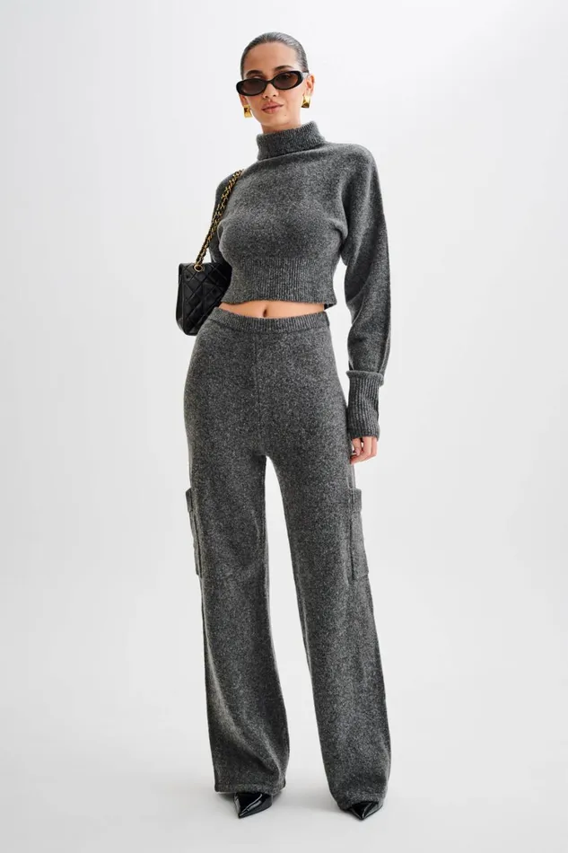 Women Meshki Bottoms Darius Knit Pants With Pockets 8211 Charcoal Marle