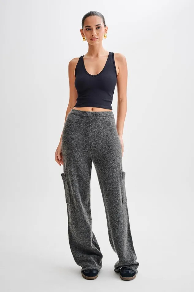 Women Meshki Bottoms Darius Knit Pants With Pockets 8211 Charcoal Marle