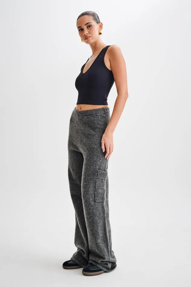 Women Meshki Bottoms Darius Knit Pants With Pockets 8211 Charcoal Marle