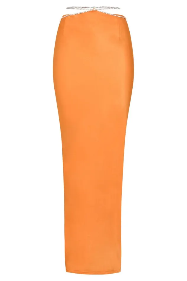 Women Meshki Bottoms Dayana Diamante Maxi Skirt 8211 Mandarin Women Meshki Bottoms Dayana Diamante Maxi Skirt 8211 Mandarin