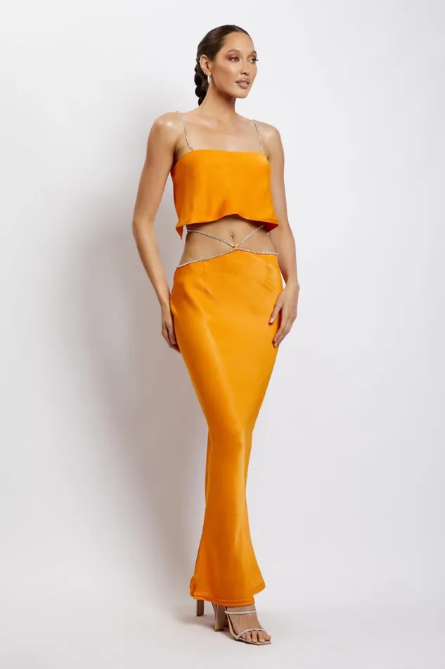 Women Meshki Bottoms Dayana Diamante Maxi Skirt 8211 Mandarin Women Meshki Bottoms Dayana Diamante Maxi Skirt 8211 Mandarin