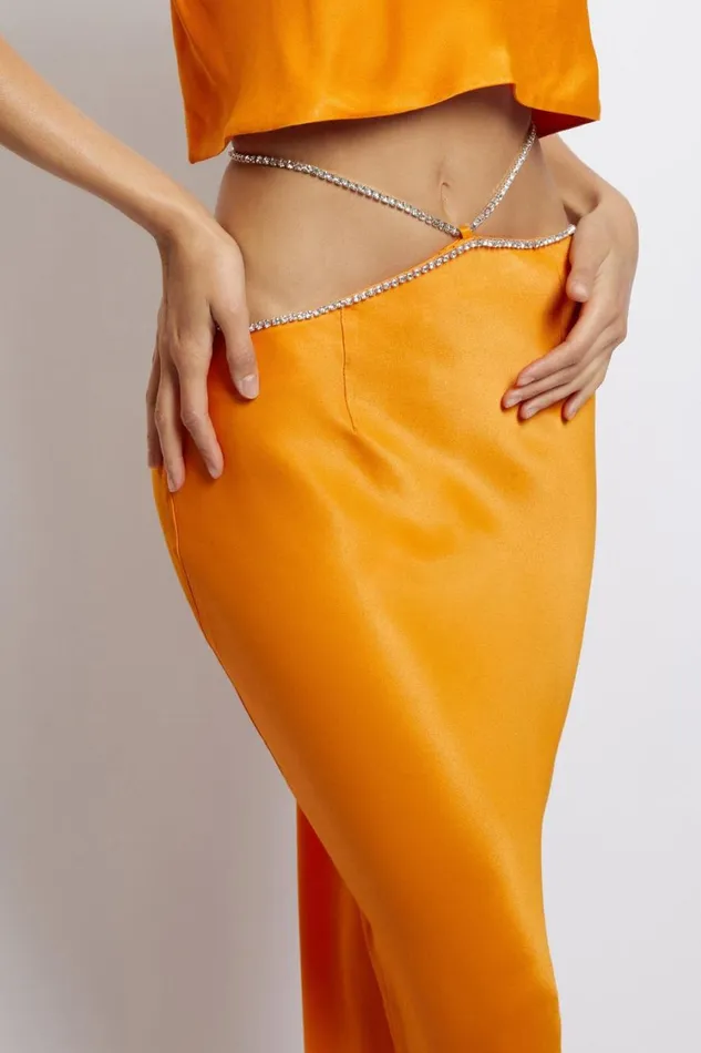 Women Meshki Bottoms Dayana Diamante Maxi Skirt 8211 Mandarin Women Meshki Bottoms Dayana Diamante Maxi Skirt 8211 Mandarin