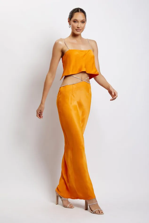 Women Meshki Bottoms Dayana Diamante Maxi Skirt 8211 Mandarin Women Meshki Bottoms Dayana Diamante Maxi Skirt 8211 Mandarin