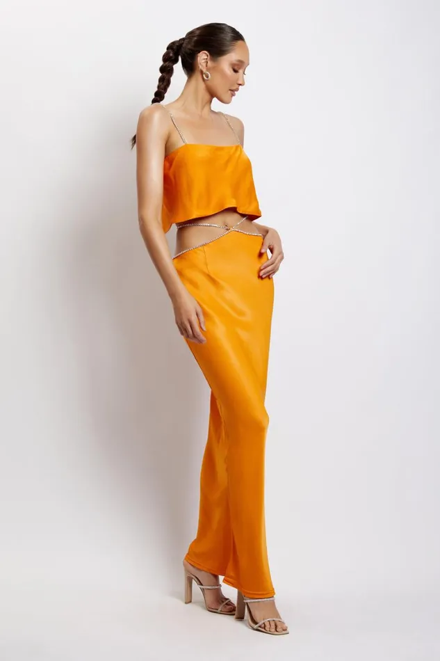 Women Meshki Bottoms Dayana Diamante Maxi Skirt 8211 Mandarin Women Meshki Bottoms Dayana Diamante Maxi Skirt 8211 Mandarin