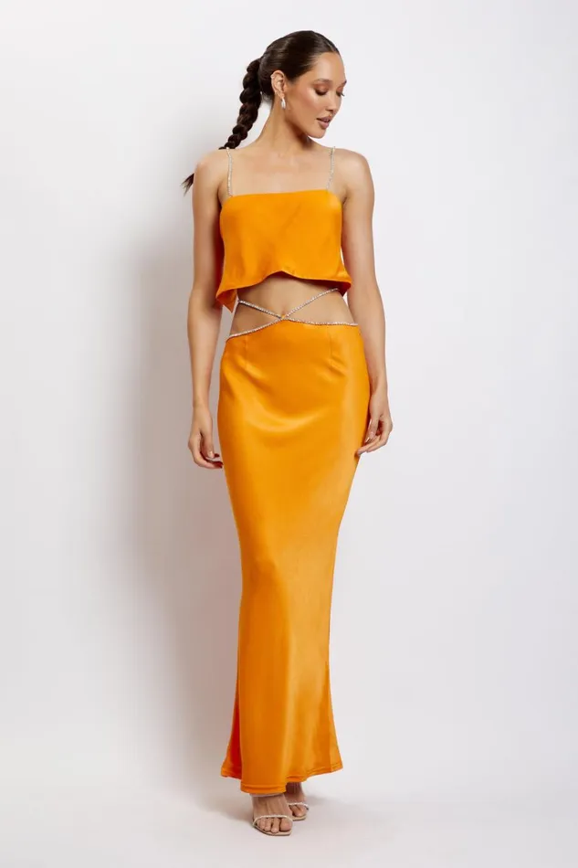 Women Meshki Bottoms Dayana Diamante Maxi Skirt 8211 Mandarin Women Meshki Bottoms Dayana Diamante Maxi Skirt 8211 Mandarin
