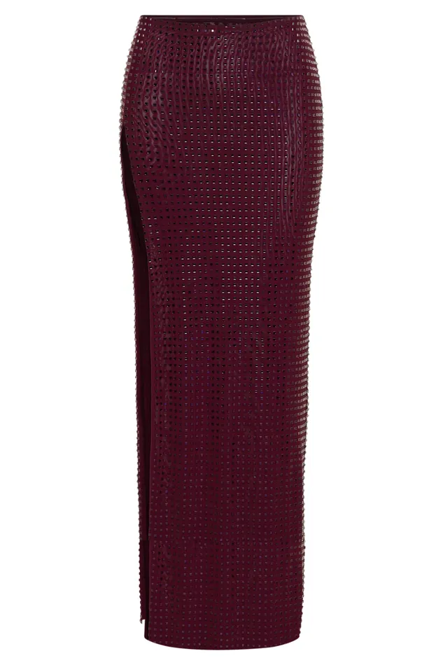 Women Meshki Bottoms Ellery Square Diamante Maxi Skirt 8211 Berry
