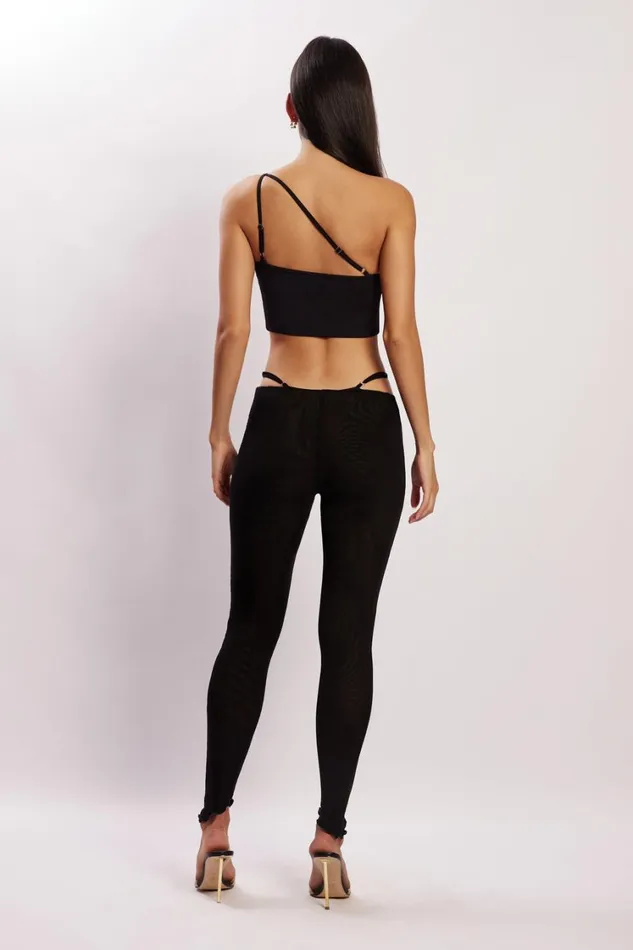 Women Meshki Bottoms Gabriella Cutout Full Length Pants 8211 Black