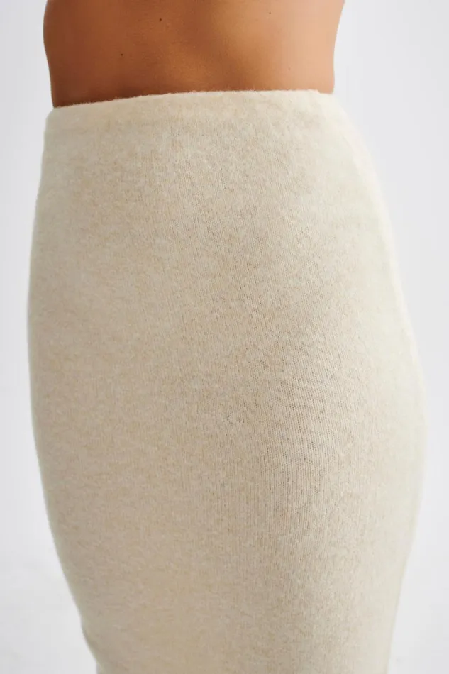 Women Meshki Bottoms Genevieve Asymmetrical Knit Midi Skirt 8211 Cream Marle