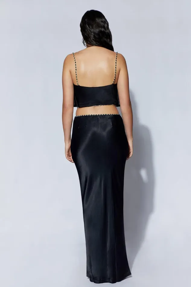 Women Meshki Bottoms Havva Diamante Trim Maxi Skirt 8211 Black