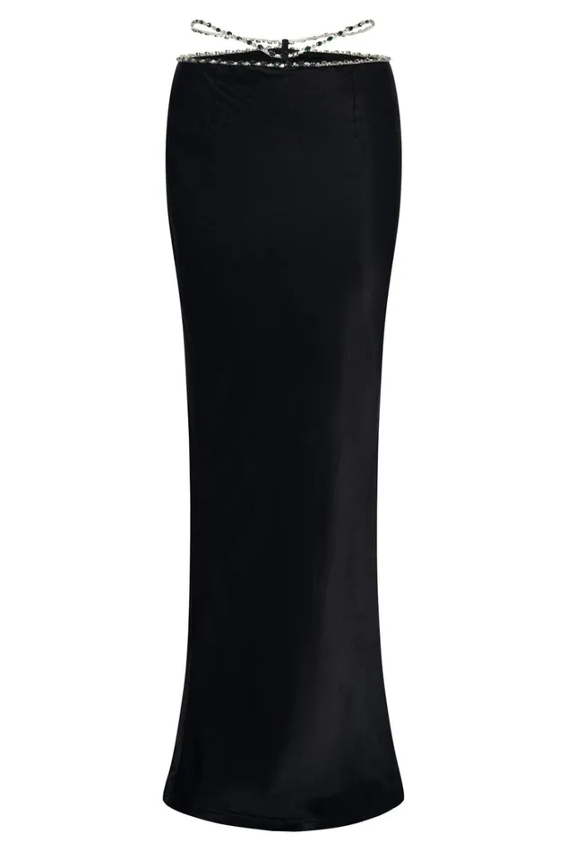 Women Meshki Bottoms Havva Diamante Trim Maxi Skirt 8211 Black